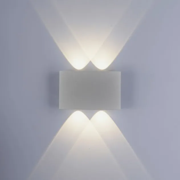 LED-Wandleuchte, Außenleuchte, silber, halbrund, 4flg, warmweiß, Up+Down, IP54