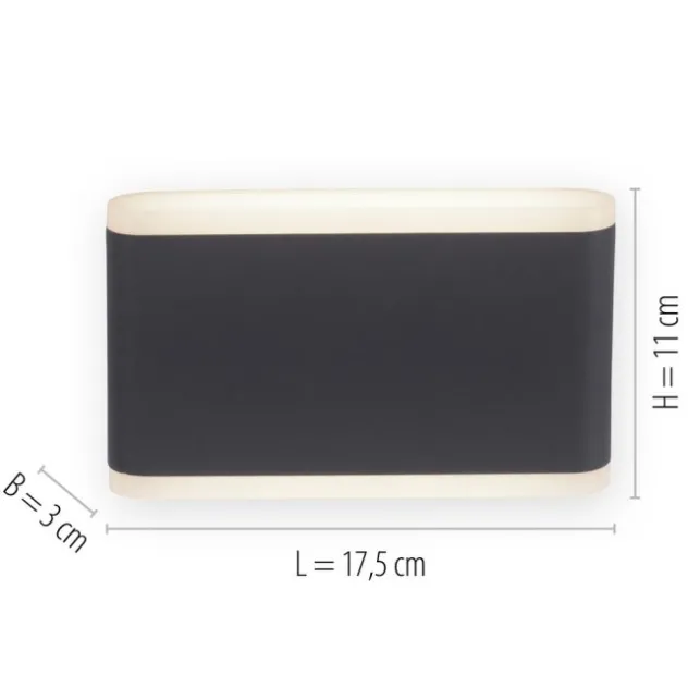 LED Wandleuchte, Außenwandleuchte, IP65, ELSA, anthrazit
