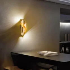 LED-Wandleuchte, Blattgoldoptik, gebogene Form, inkl Wippschalter,