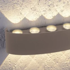 LED Wandleuchte CARLO, sandfarben, IP54, Lichtkegel nach oben und unten