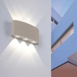 LED Wandleuchte CARLO, sandfarben, IP54, Up-&Downlight,