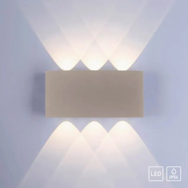 LED Wandleuchte CARLO, sandfarben, IP54, Up-&Downlight,