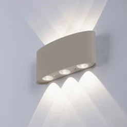 LED Wandleuchte CARLO, sandfarben, IP54, Up-&Downlight,