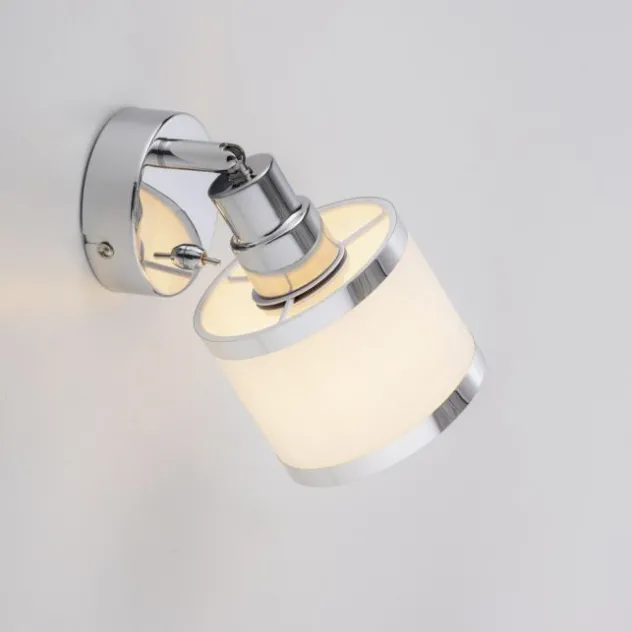 LED Wandleuchte 1 flammig chrom glänzend drehbar Kippschalter
