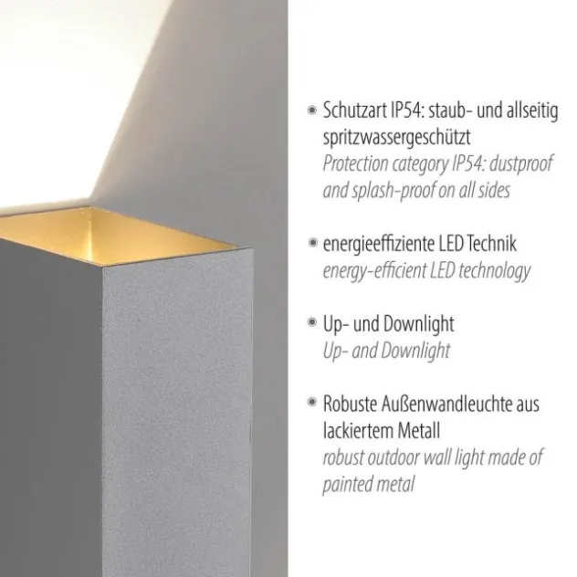 LED Wandleuchte grau IP54 spritzwasserschutz Außenwandleuchte