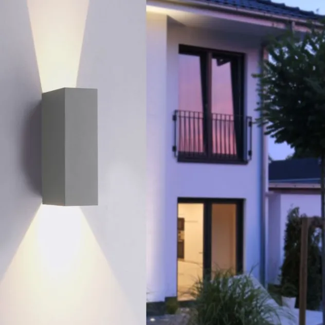 LED Wandleuchte grau IP54 spritzwasserschutz Außenwandleuchte