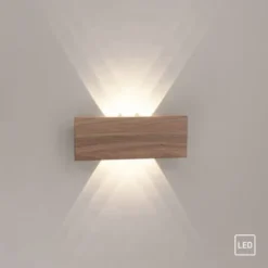 LED-Wandleuchte, holz, 1-flammig, IP20, warmweiß, 3000K
