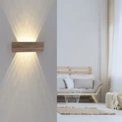 LED-Wandleuchte, holz, warmweiß, Innenleuchte, IP20