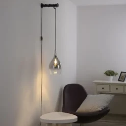 LED Wandleuchte mit Halterung Schalter höhenverstellbar schwarz verchromt