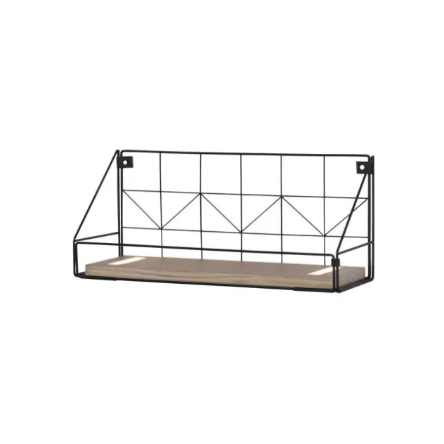 LED Wandleuchte Regal 46x16x20cm schwarz Boden aus Holz warmweiß Schalter