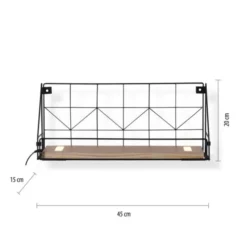 LED Wandleuchte Regal 46x16x20cm schwarz Boden aus Holz warmweiß Schalter