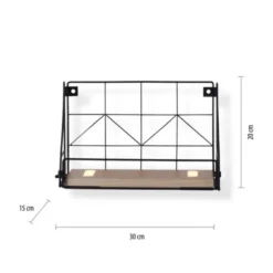 LED Wandleuchte Regal 31x16,5x20cm schwarz Boden aus Holz warmweiß Schalter