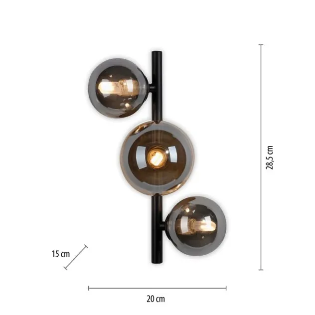 LED Wandleuchte schwarz Rauchglas Amberglas modern warmweiß