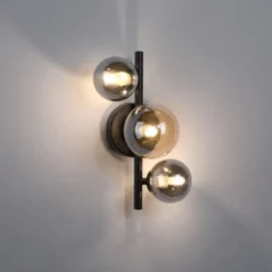 LED Wandleuchte schwarz Rauchglas Amberglas modern warmweiß