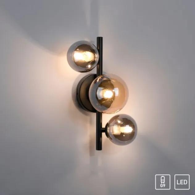 LED Wandleuchte schwarz Rauchglas Amberglas modern warmweiß