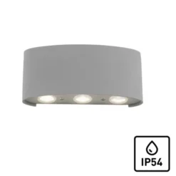 LED-Wandleuchte, silberfarben, halbrund, 6-flammig, warmweiße Lichtfarbe