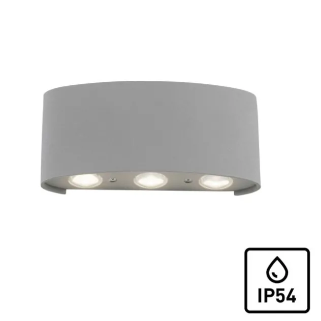LED-Wandleuchte, silberfarben, halbrund, 6-flammig, warmweiße Lichtfarbe