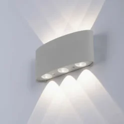 LED-Wandleuchte, silberfarben, halbrund, 6-flammig, warmweiße Lichtfarbe