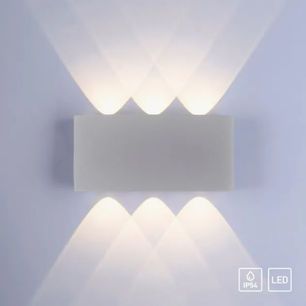 LED-Wandleuchte, silberfarben, halbrund, 6-flammig, warmweiße Lichtfarbe