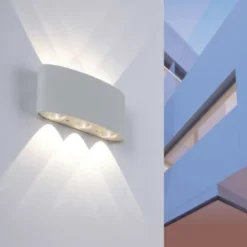 LED-Wandleuchte, silberfarben, halbrund, 6-flammig, warmweiße Lichtfarbe