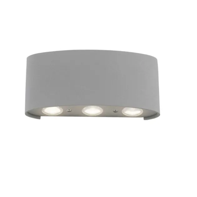 LED-Wandleuchte, silberfarben, halbrund, 6-flammig, warmweiße Lichtfarbe