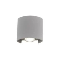 LED-Wandleuchte, silberfarben, halbrunder Form, Up+Down, Lichtkegel