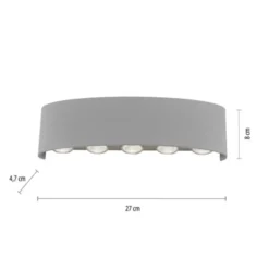 LED-Wandleuchte, silberfarben, ovale Form, warmweiße Lichtfarbe, modern