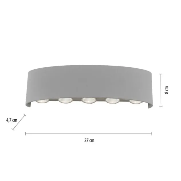 LED-Wandleuchte, silberfarben, ovale Form, warmweiße Lichtfarbe, modern