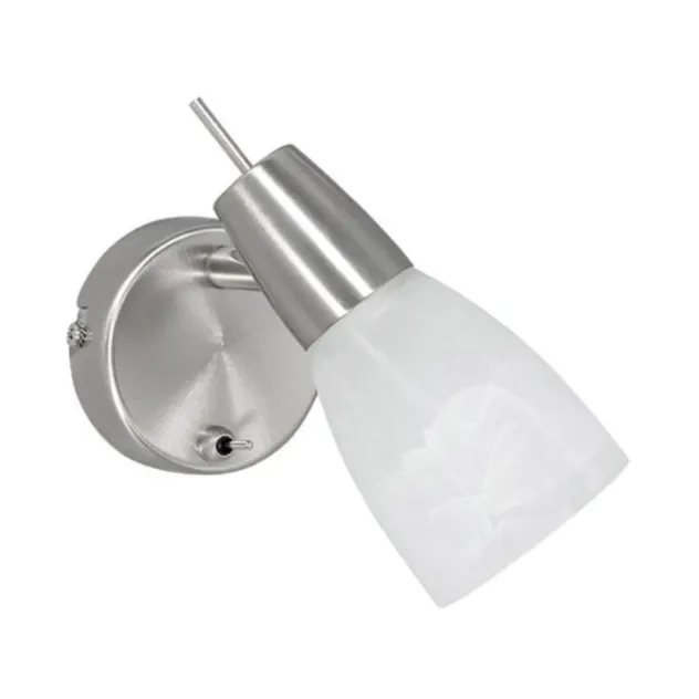 LED-Wandleuchte, Stahl, Kippschalter, Alabasterglas, dreh und schwenkbar