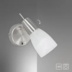 LED-Wandleuchte, Stahl, Kippschalter, Alabasterglas, dreh und schwenkbar