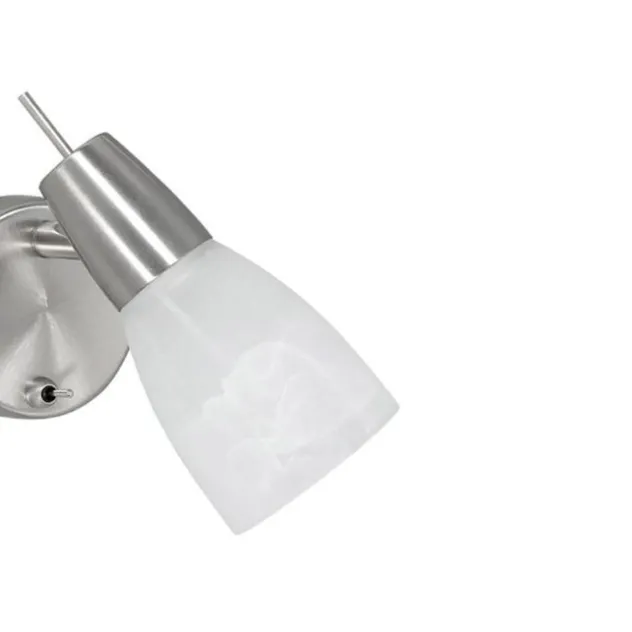 LED-Wandleuchte, Stahl, Kippschalter, Alabasterglas, dreh und schwenkbar