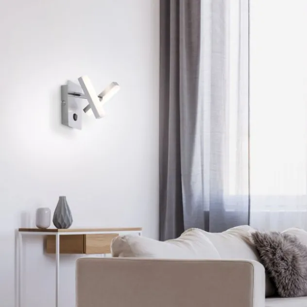 LED-Wandleuchte, Stahl, 2 verstellbaren Leuchtköpfen, warmweißes Licht