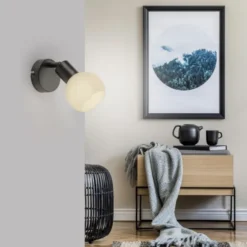 LED Wandleuchte und Deckenleuchte 1 flammig schwarz Spot drehbar