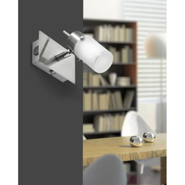LED-Wandleuchte, verstellbaren Leuchtkopf, Wippschalter, satiniertes Glas