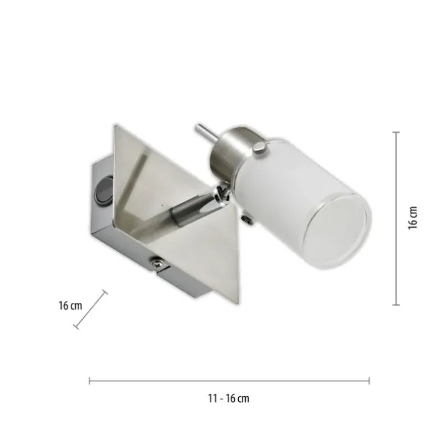 LED-Wandleuchte, verstellbaren Leuchtkopf, Wippschalter, satiniertes Glas