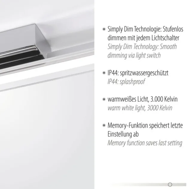 LED-Wandleuchte, warmweiße Lichtfarbe, spritzwassergeschützt, modern