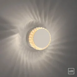 LED Wandleuchte weiß Kristallrand rund 3000K warmweiß Dekolampe