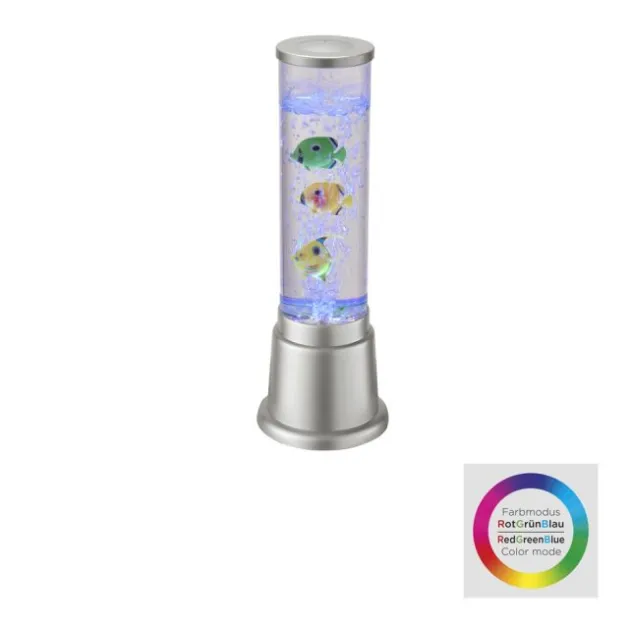 LED-Wassersäule, stahl, 3 Kunstfische, Farbwechsel, inkl. Schnurschalter