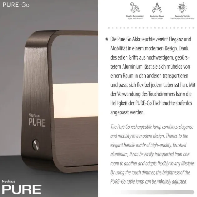 Neuhaus PURE® Akku Tischleuchte Pure Go, dark-metal brown