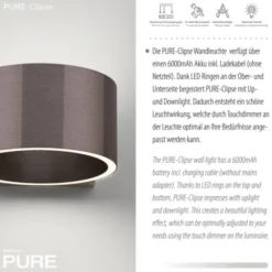 Neuhaus PURE® Akku Wandleuchte PURE Clipse dark metal brown