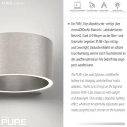 Neuhaus PURE® Akku Wandleuchte PURE Clipse diamond (alu)