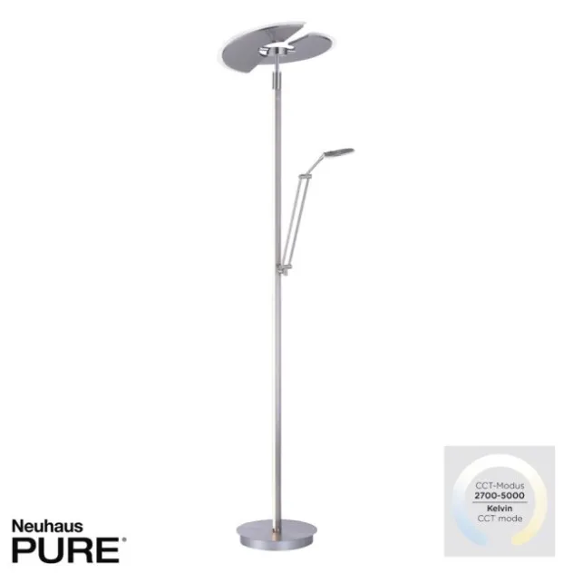 Neuhaus PURE® Led Deckenfluter / Stehleuc PURE Mutil diamond (siber farbig) Leselicht dimmbar