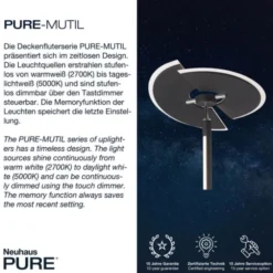 Neuhaus PURE® Led Deckenfluter / Stehleuc PURE Mutil diamond (siber farbig) Leselicht dimmbar