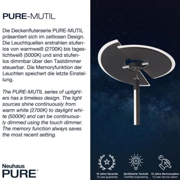 Neuhaus PURE® Led Deckenfluter / Stehleuc PURE Mutil diamond (siber farbig) Leselicht dimmbar