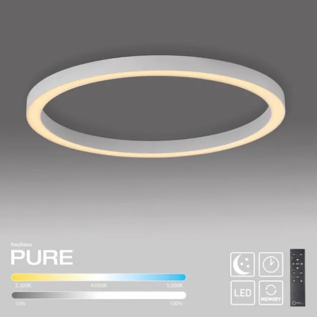 Neuhaus PURE® LED Deckenleuchte PURE Lines Round, snow, 70 cm, dimmbar, Fernbedienung