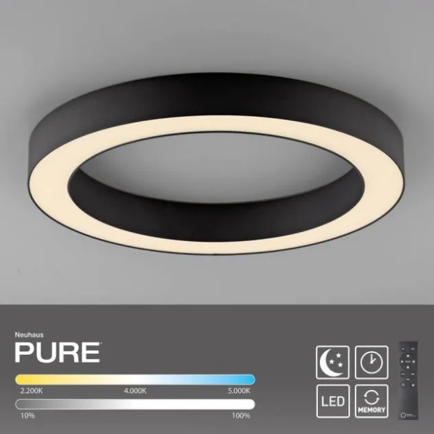 Neuhaus PURE® LED Deckenleuchte PURE Lines Round, graphite, 35 cm, dimmbar