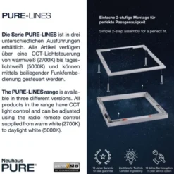 Neuhaus PURE® LED Deckenleuchte PURE Lines Square diamond (alu) 55x55cm dimmbar