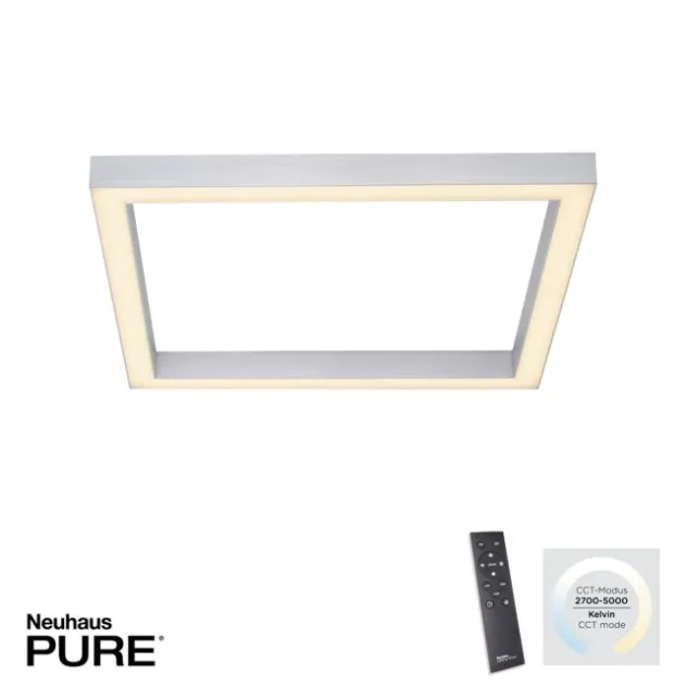 Neuhaus PURE® LED Deckenleuchte PURE Lines Square diamond (alu) 55x55cm dimmbar