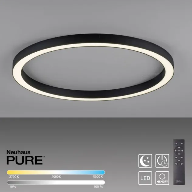 Neuhaus PURE® LED Deckenleuchte PURE Lines Round, graphite, 70cm, CCT, Fernbedienung