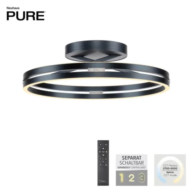 Neuhaus PURE® LED Deckenleuchte PURE Loop, mystic grey, Fernbedienung